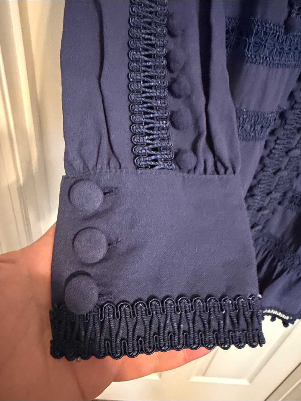Navy Blue Pom Pom Trim Tunic/Dress - Picture 4 of 5